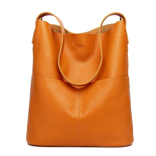 Structured Leather Bucket Bag